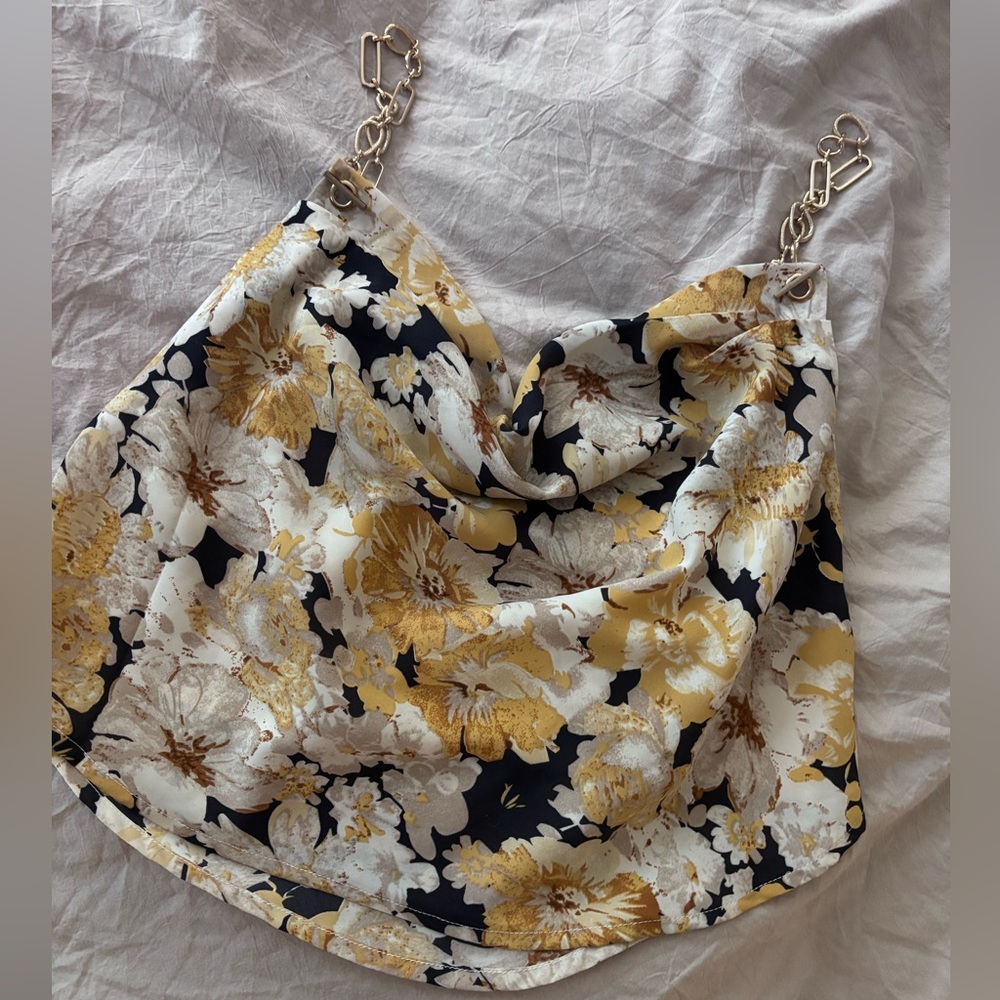 Floral Croptop with Gold detail chain straps